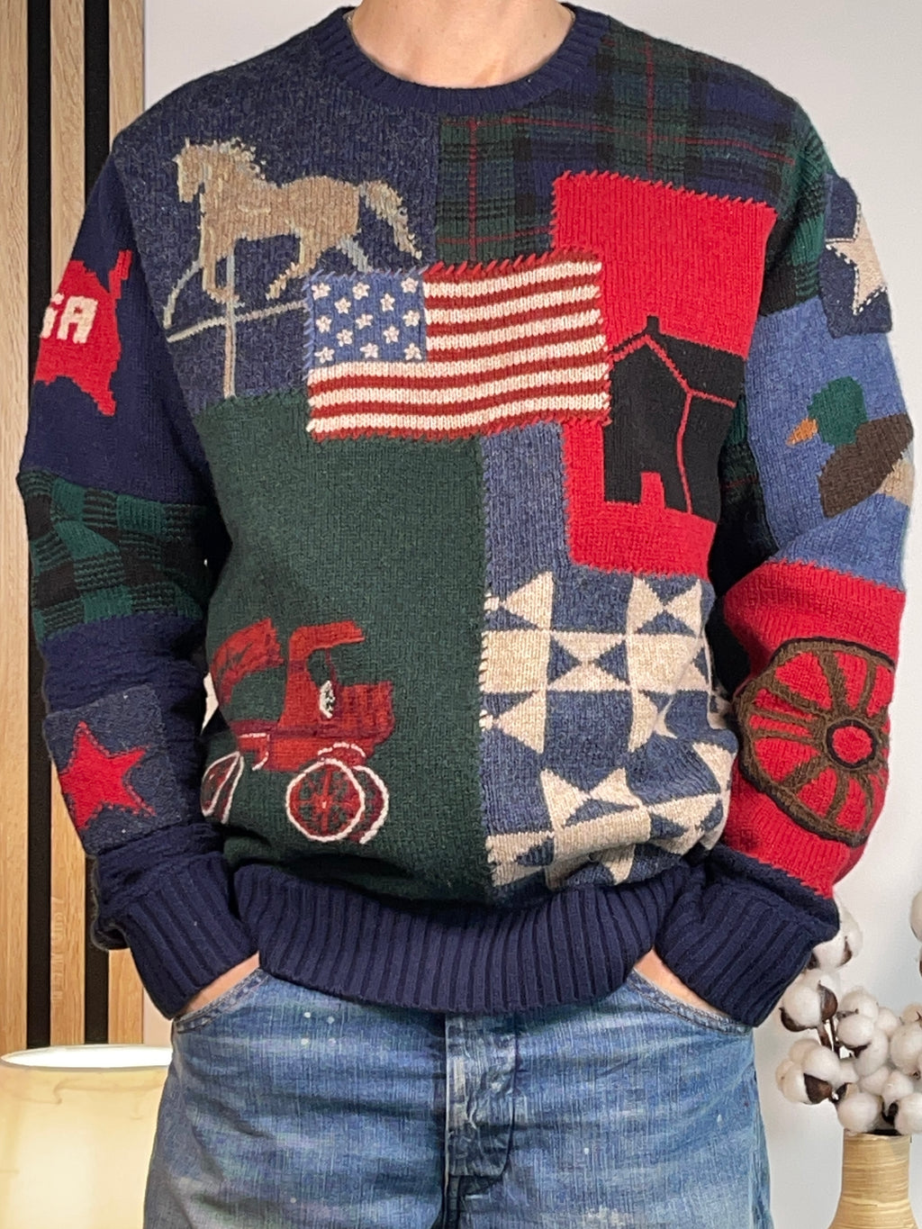 Polo by Ralph Lauren Polo Country Flag Patchwork Wool Sweater XL