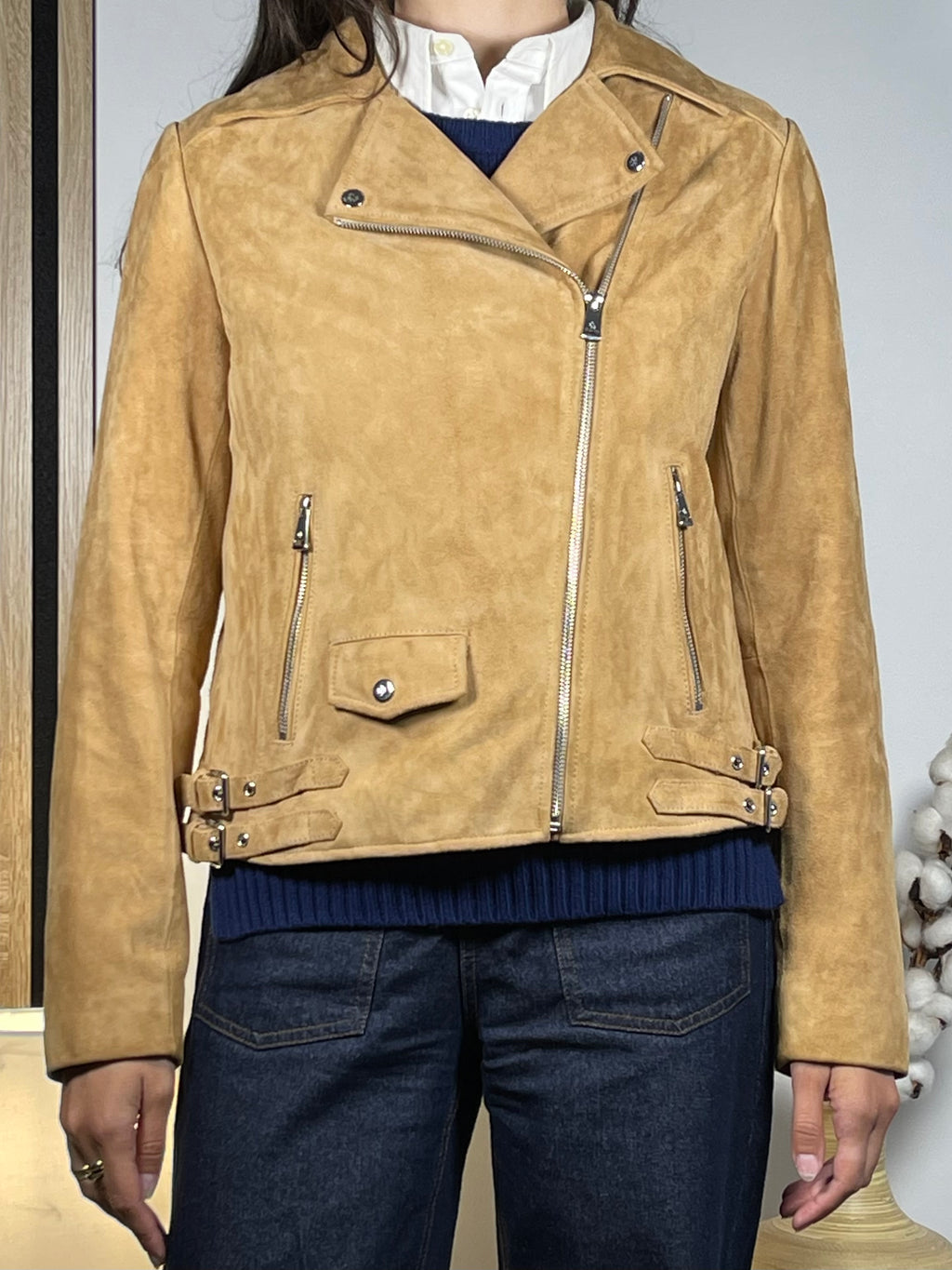 Lauren Ralph Lauren Goat Suede Biker Jacket M