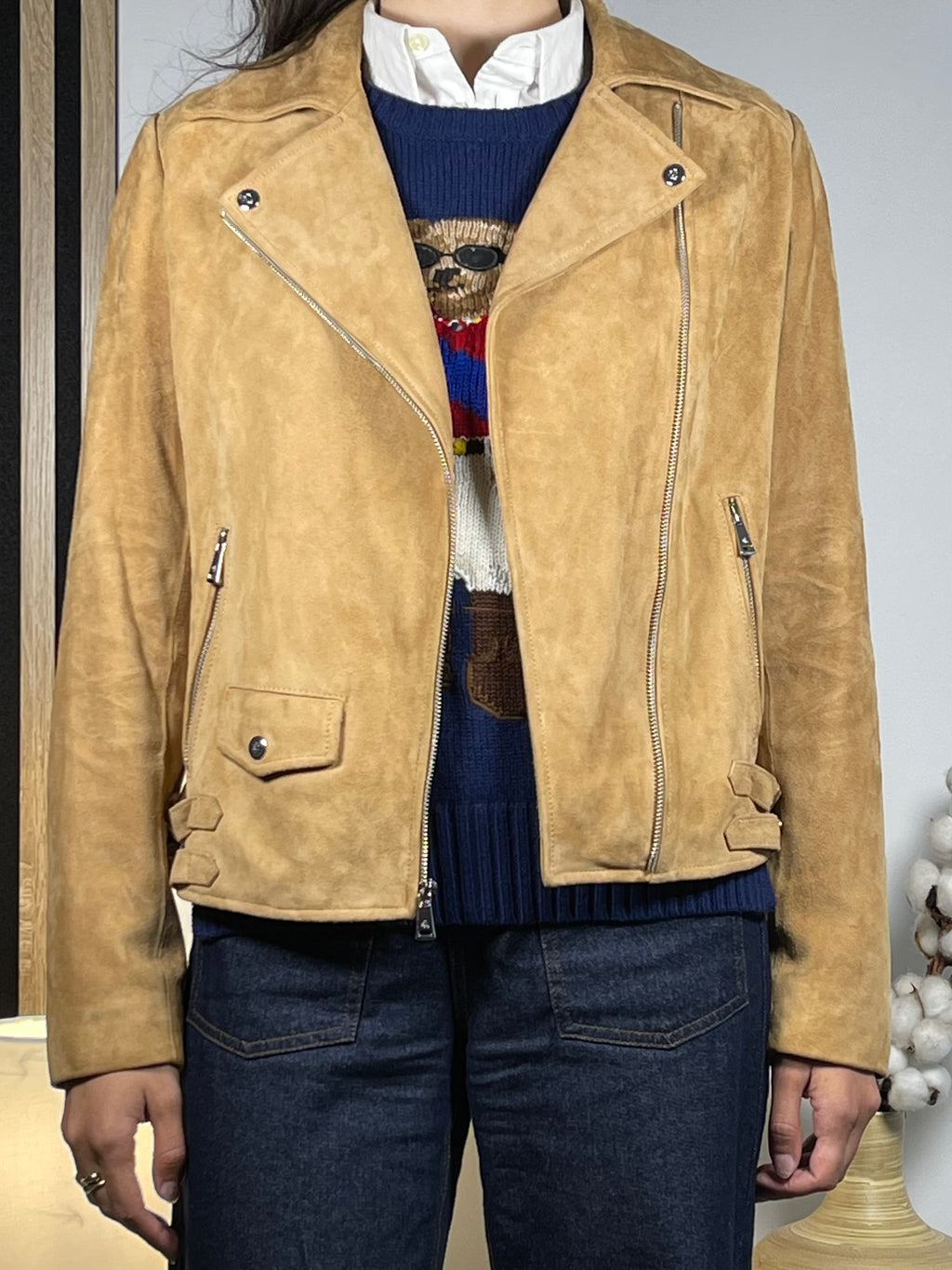 Lauren Ralph Lauren Goat Suede Biker Jacket M