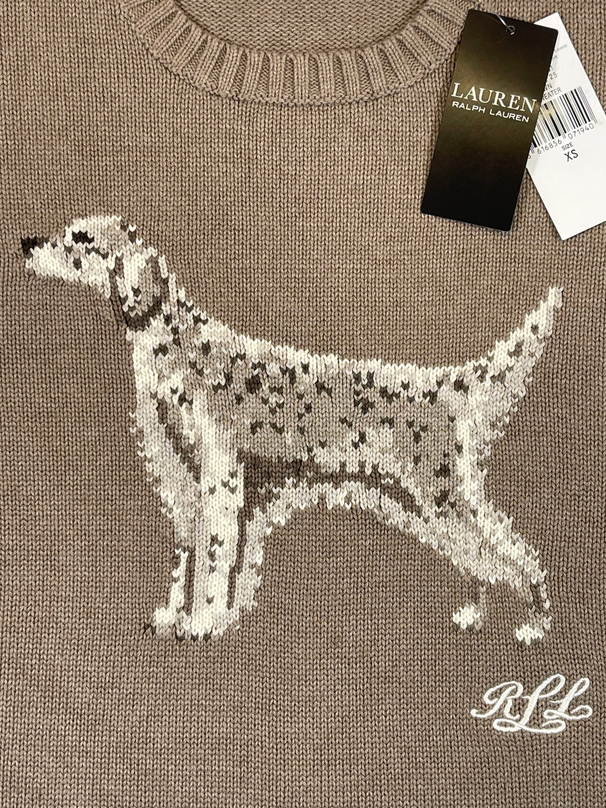 Lauren Ralph Lauren English Setter Intarsia-Knit Cotton Sweater XS