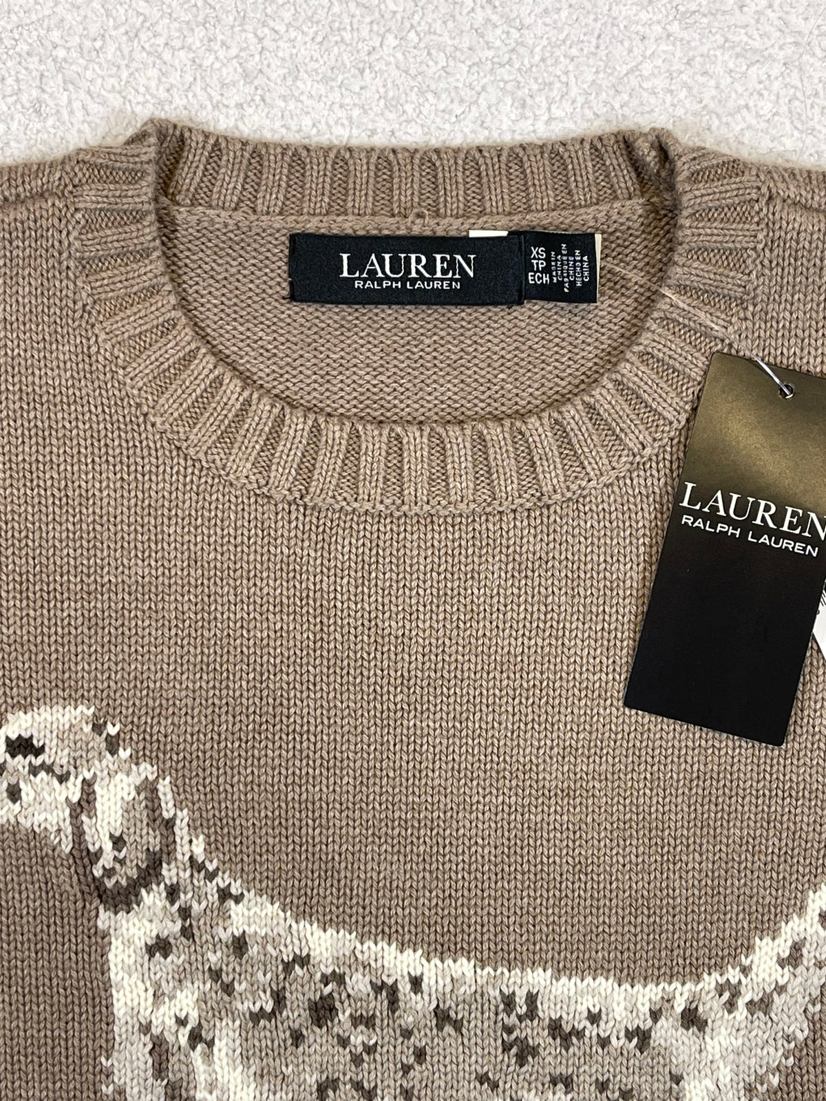 Lauren Ralph Lauren English Setter Intarsia-Knit Cotton Sweater XS