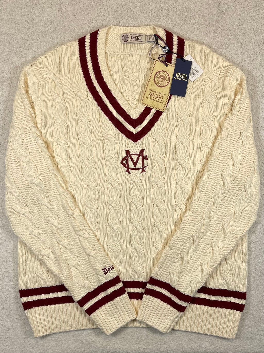 Polo by Ralph Lauren Morehouse College Cable-Knit Cotton Cricket Sweater XL
