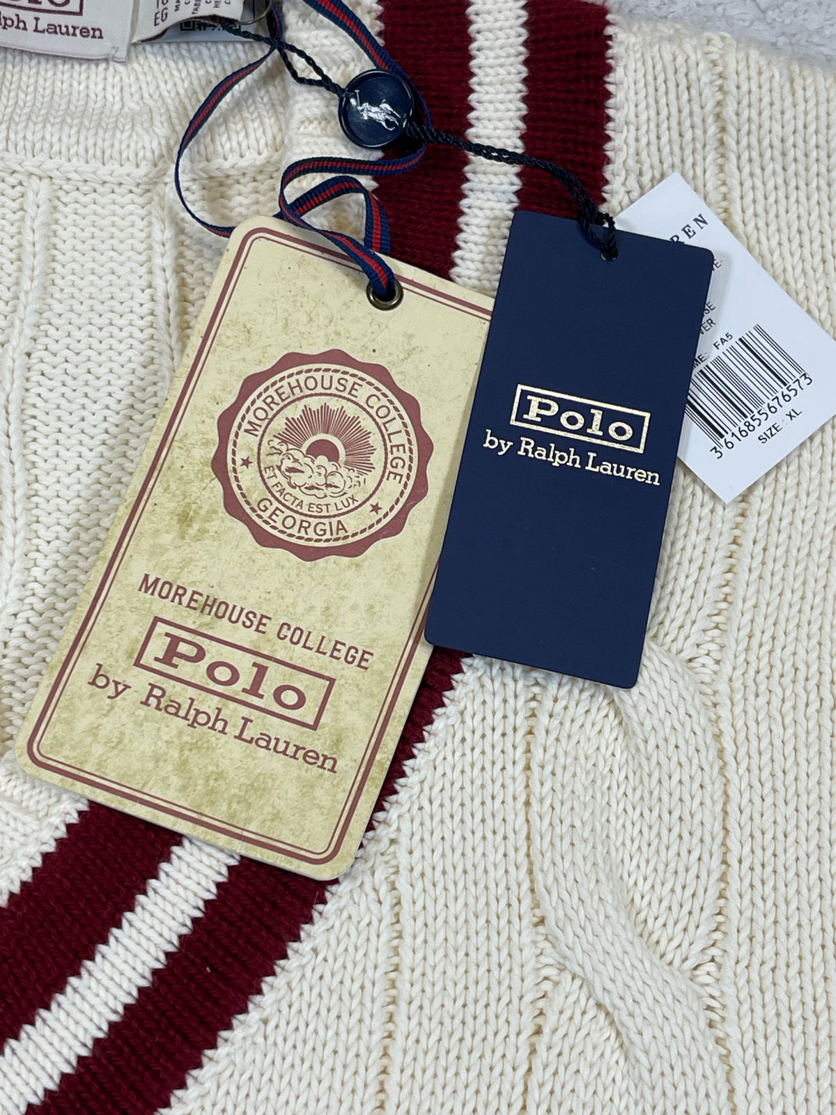 Polo by Ralph Lauren Morehouse College Cable-Knit Cotton Cricket Sweater XL
