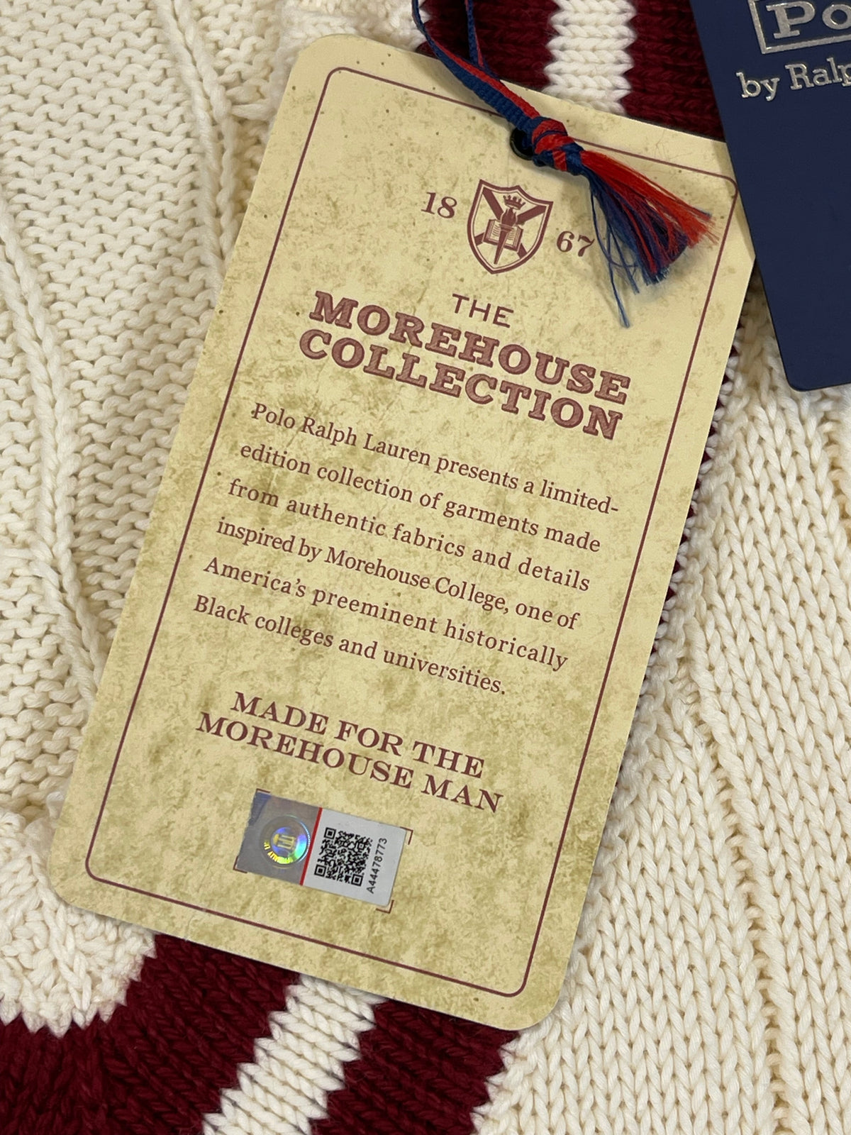 Polo by Ralph Lauren Morehouse College Cable-Knit Cotton Cricket Sweater XL