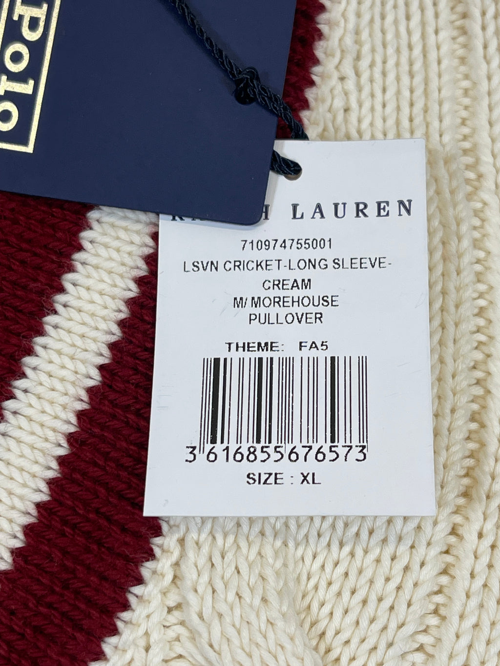 Polo by Ralph Lauren Morehouse College Cable-Knit Cotton Cricket Sweater XL