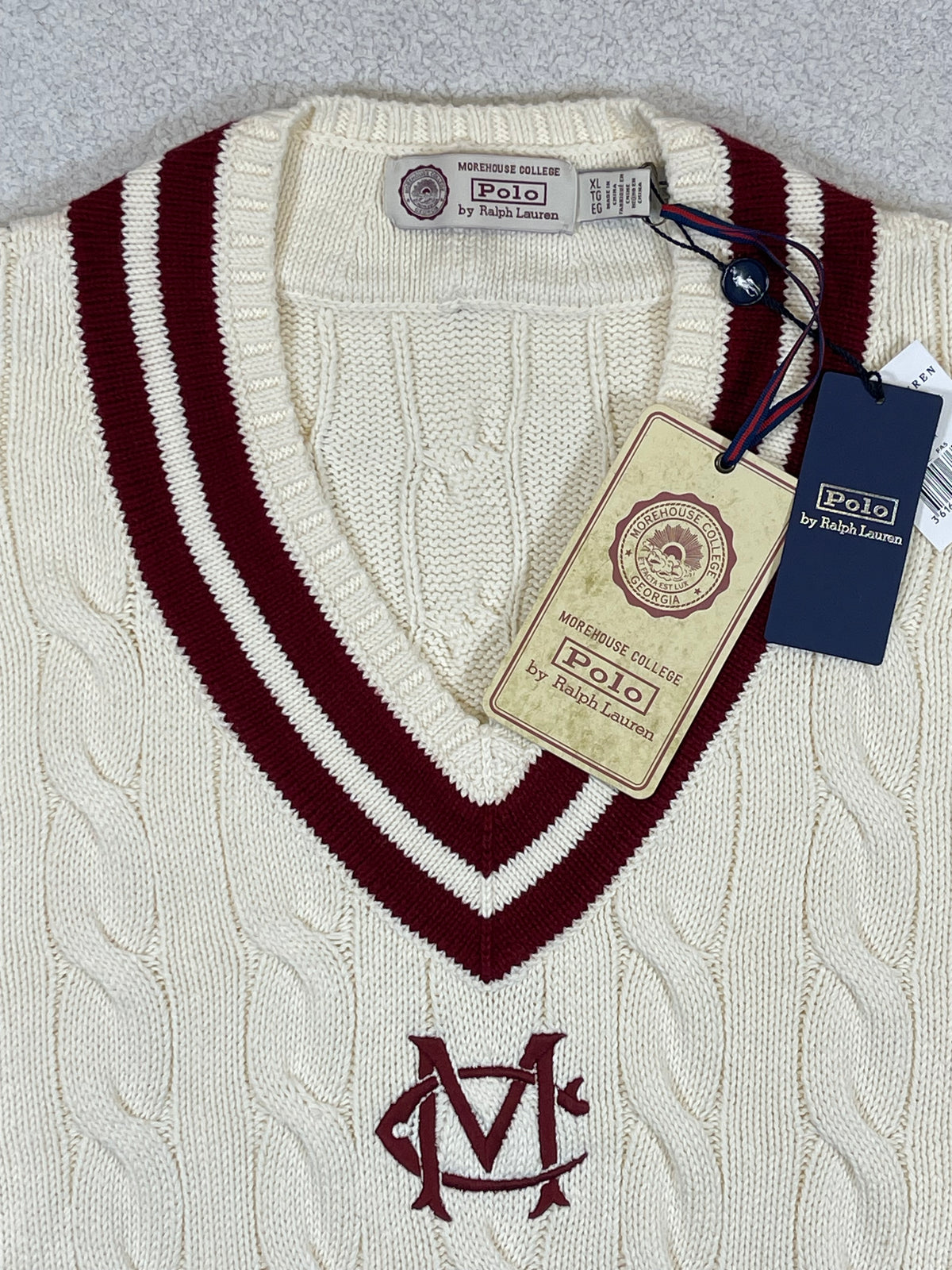 Polo by Ralph Lauren Morehouse College Cable-Knit Cotton Cricket Sweater XL