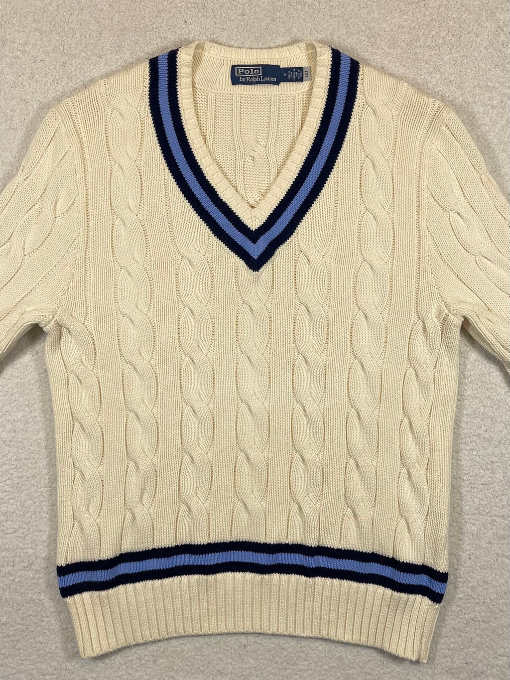 Polo by Ralph Lauren Iconic Cable-Knit Cotton Cricket Sweater M