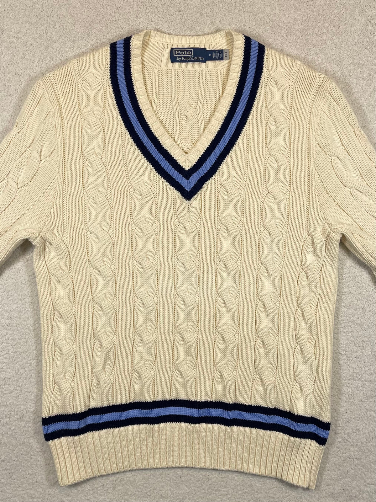 Polo by Ralph Lauren Iconic Cable-Knit Cotton Cricket Sweater M