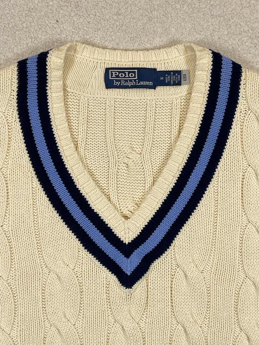 Polo by Ralph Lauren Iconic Cable-Knit Cotton Cricket Sweater M
