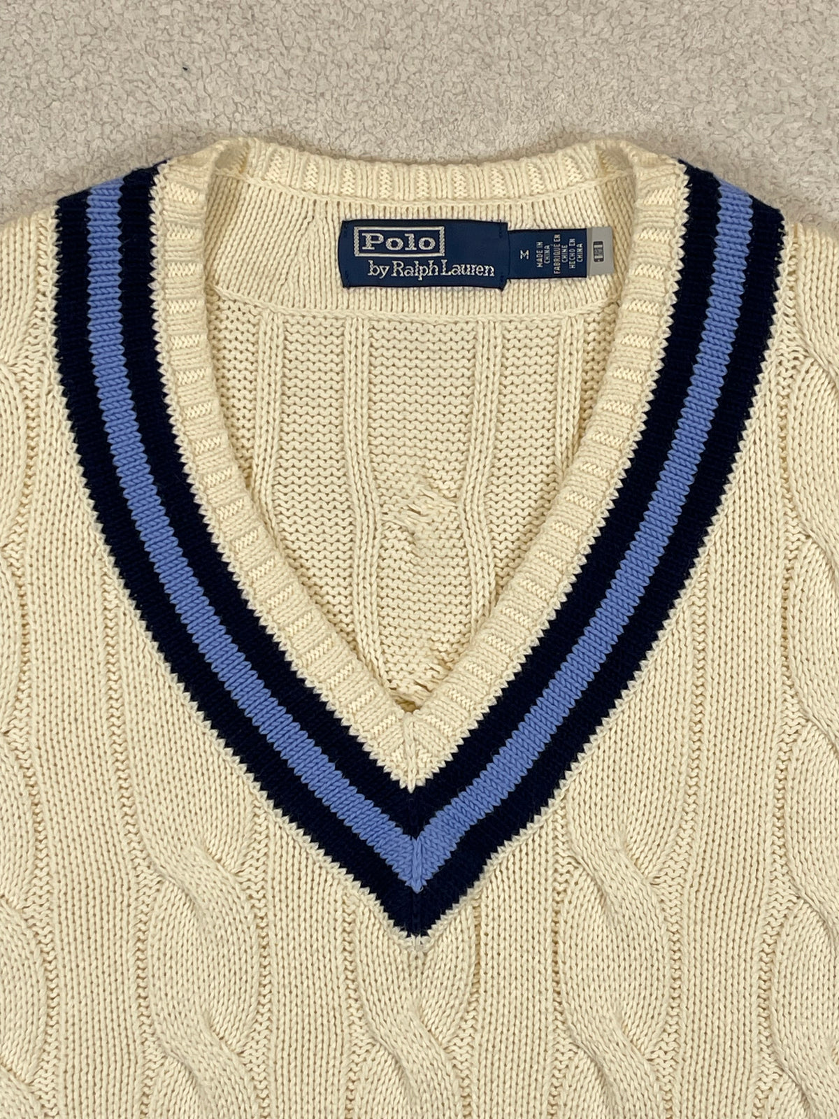 Polo by Ralph Lauren Iconic Cable-Knit Cotton Cricket Sweater M