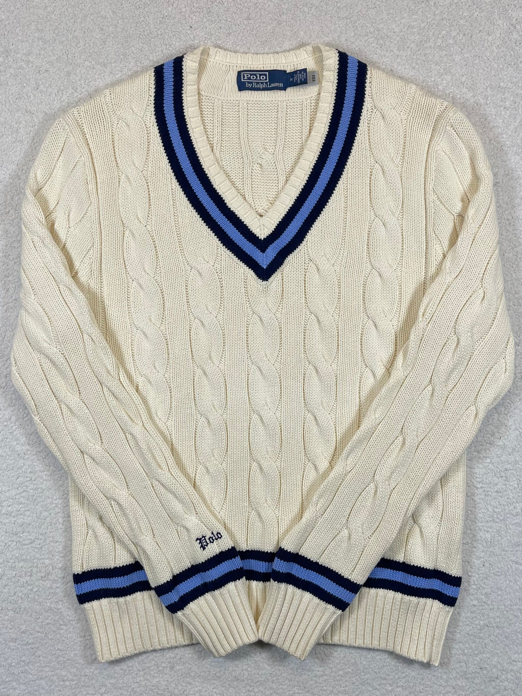 Polo by Ralph Lauren Iconic Cable-Knit Cotton Cricket Sweater M