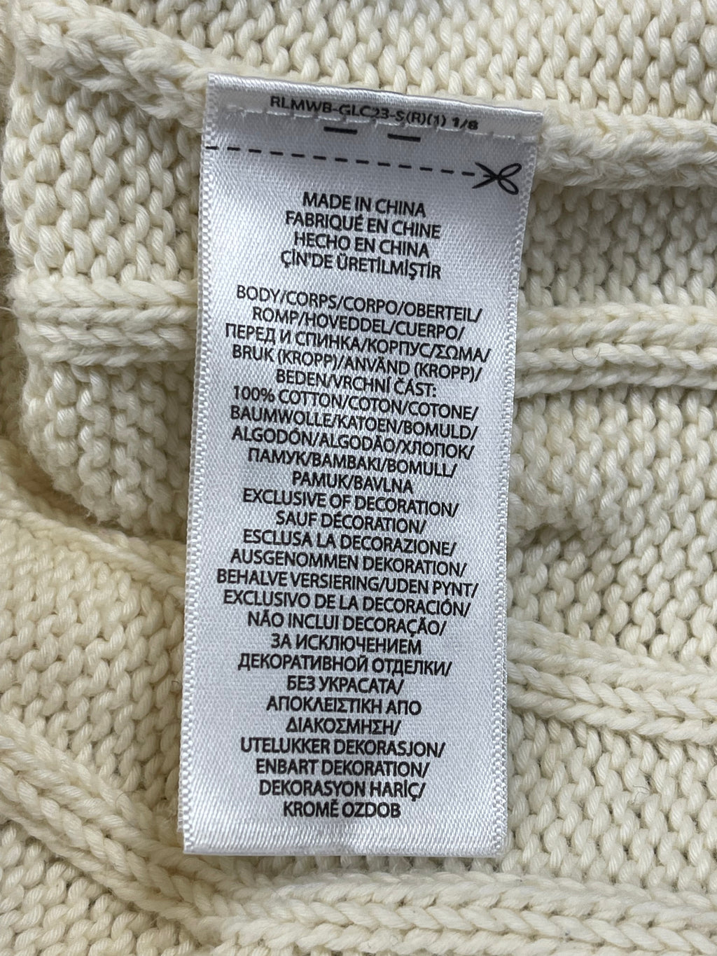 Polo by Ralph Lauren Iconic Cable-Knit Cotton Cricket Sweater M