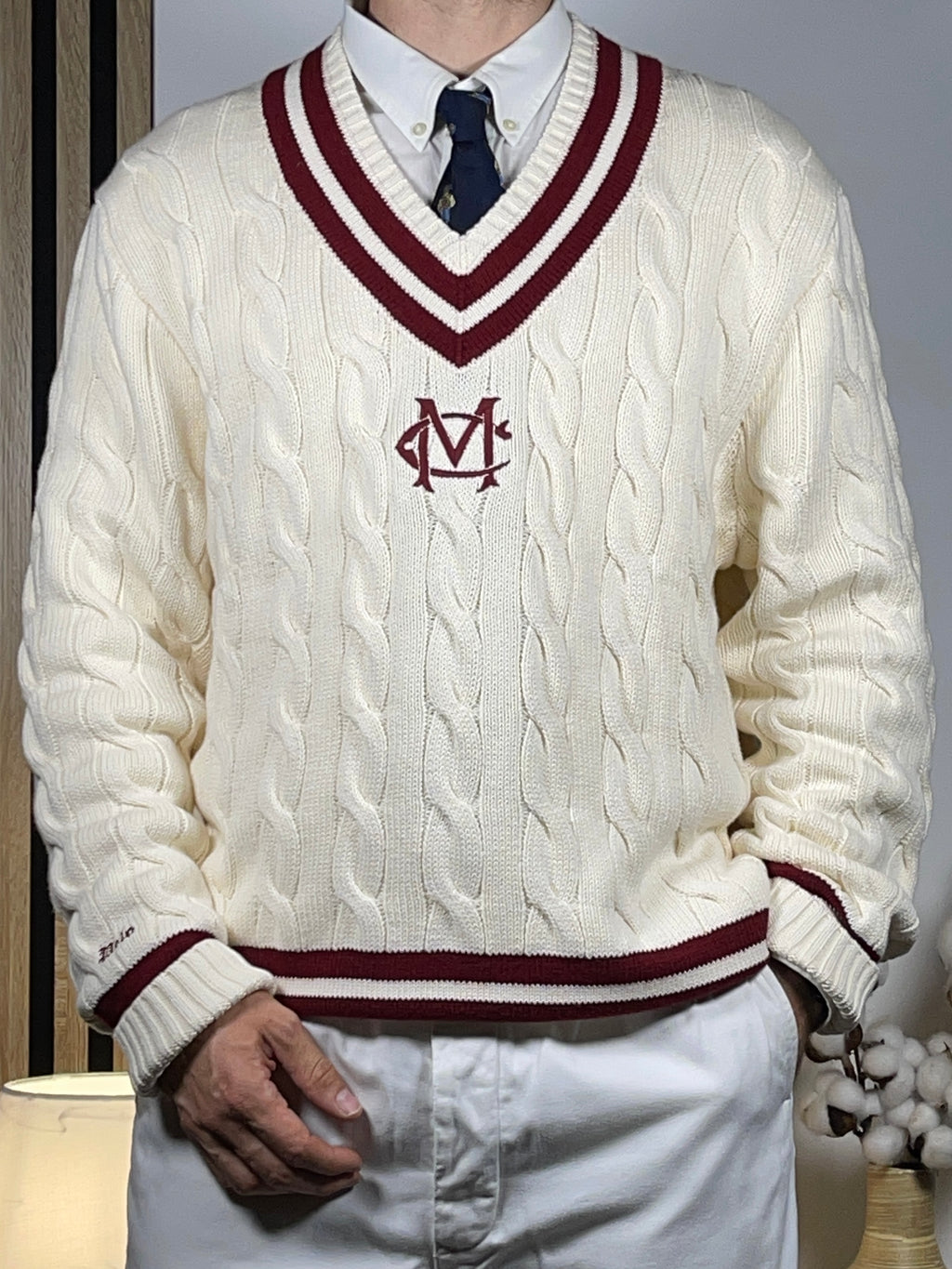 Polo by Ralph Lauren Morehouse College Cable-Knit Cotton Cricket Sweater XL