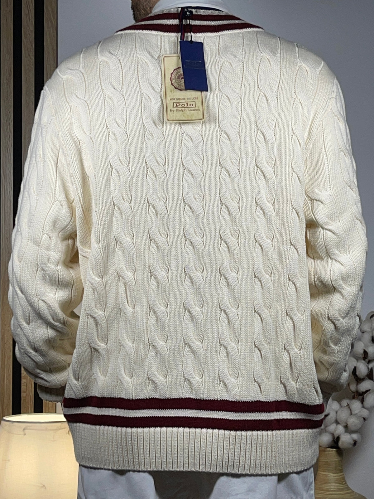 Polo by Ralph Lauren Morehouse College Cable-Knit Cotton Cricket Sweater XL