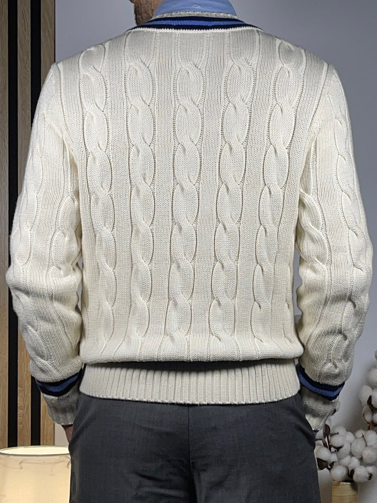Polo by Ralph Lauren Iconic Cable-Knit Cotton Cricket Sweater M