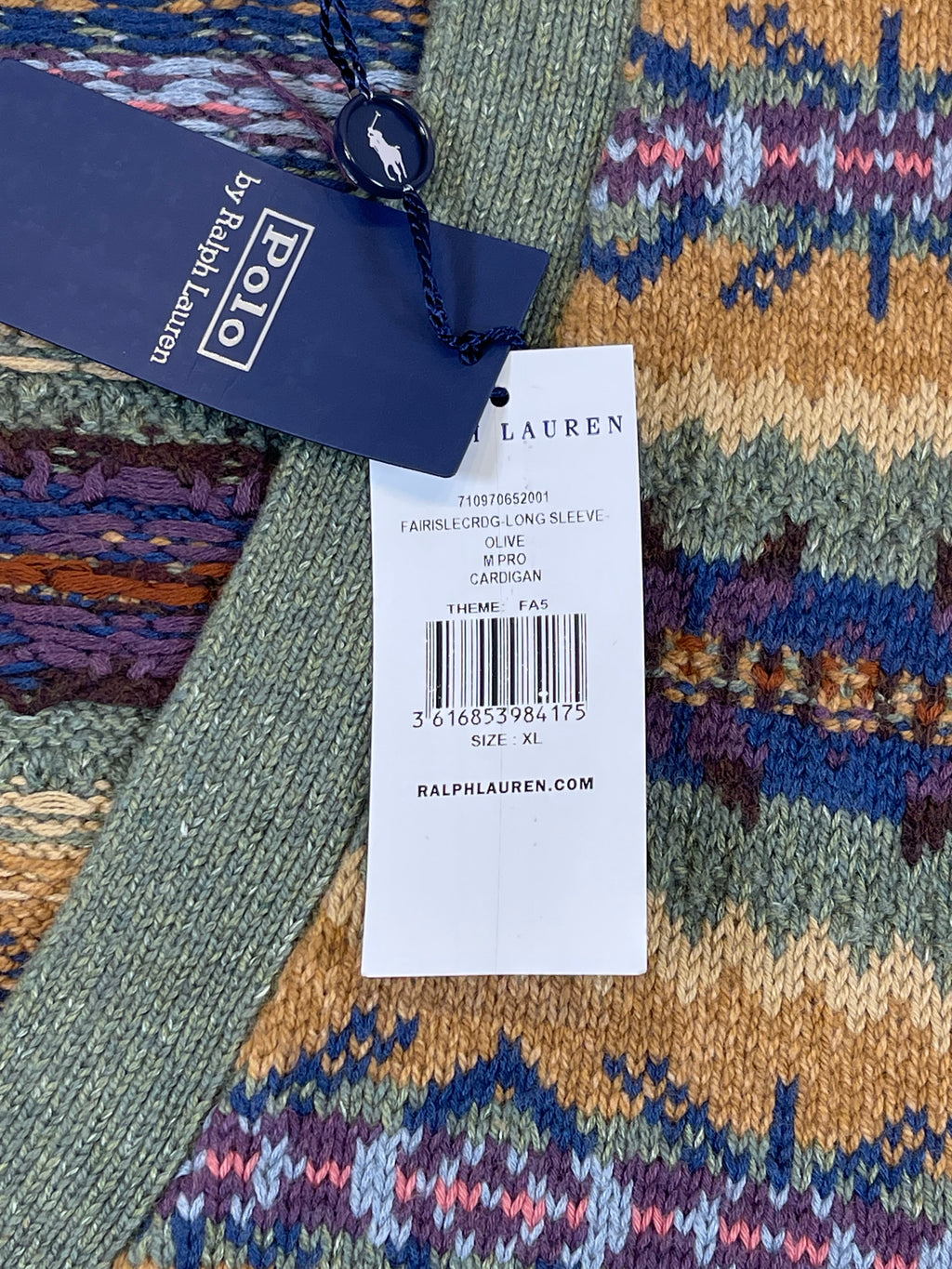 Polo by Ralph Lauren Fair Isle Cotton, Wool & Linen Cardigan XL