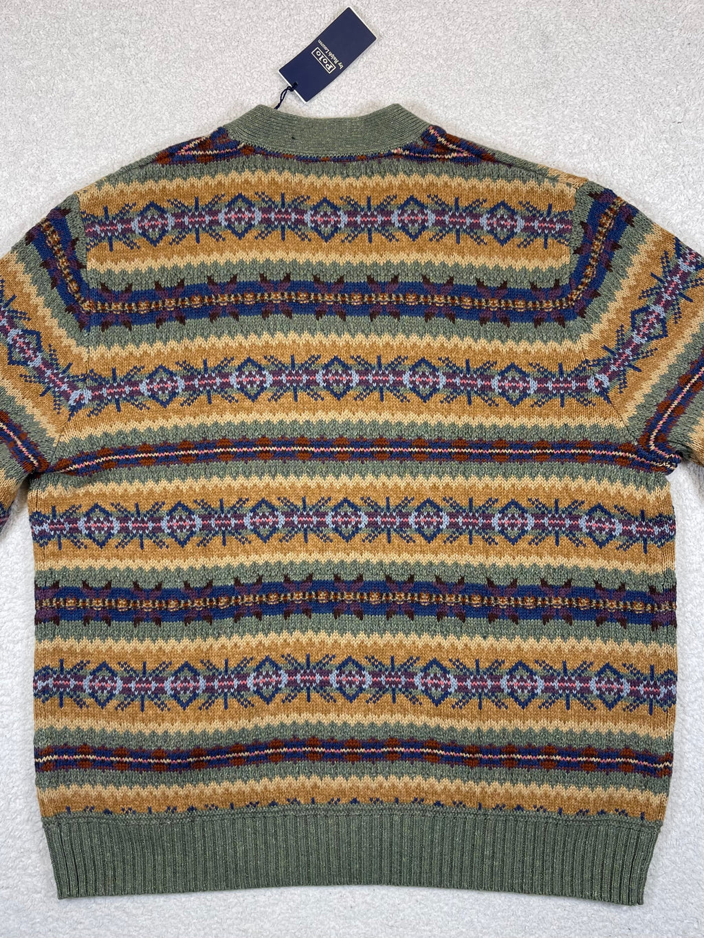 Polo by Ralph Lauren Fair Isle Cotton, Wool & Linen Cardigan XL