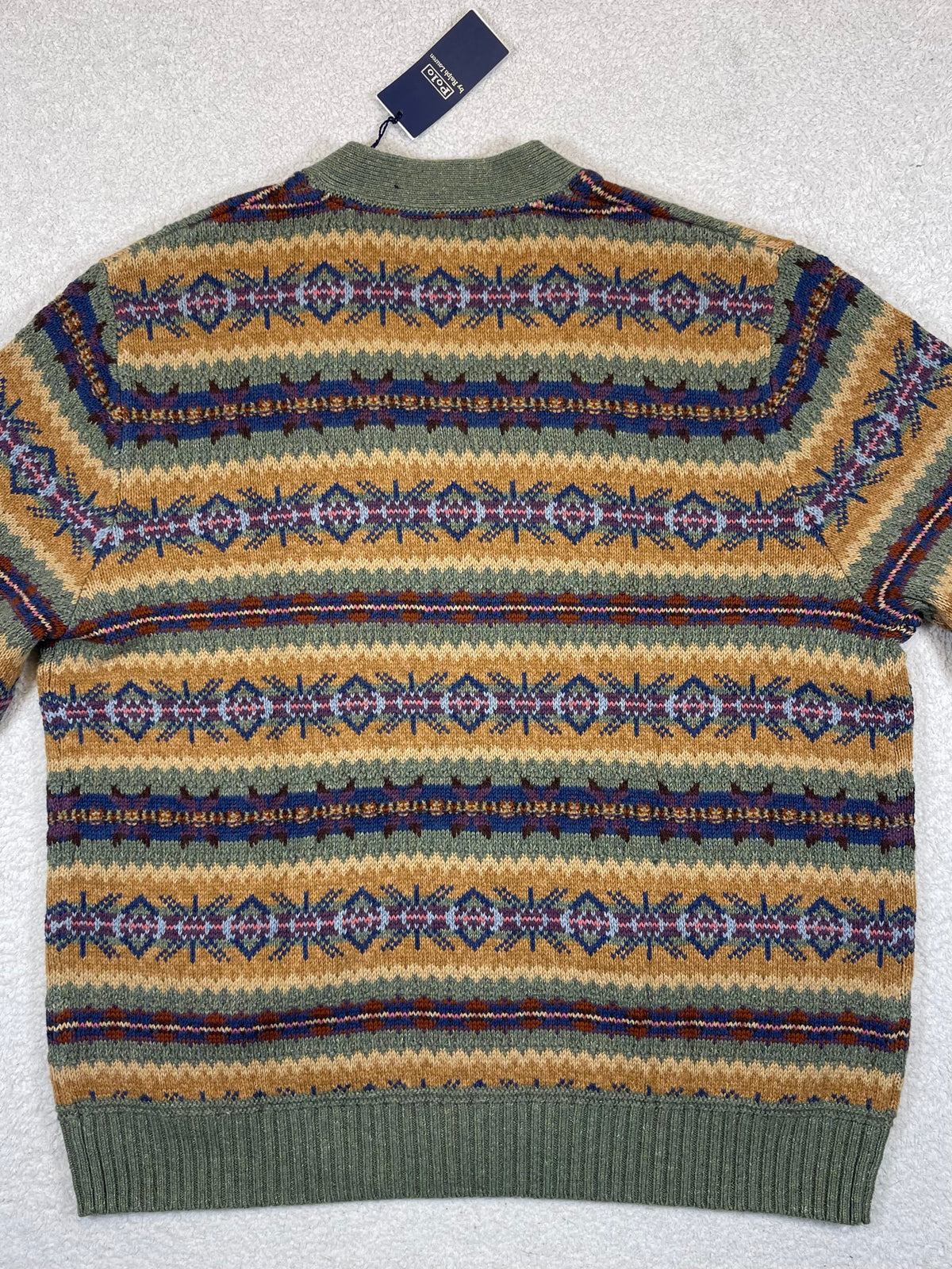 Polo by Ralph Lauren Fair Isle Cotton, Wool & Linen Cardigan XL
