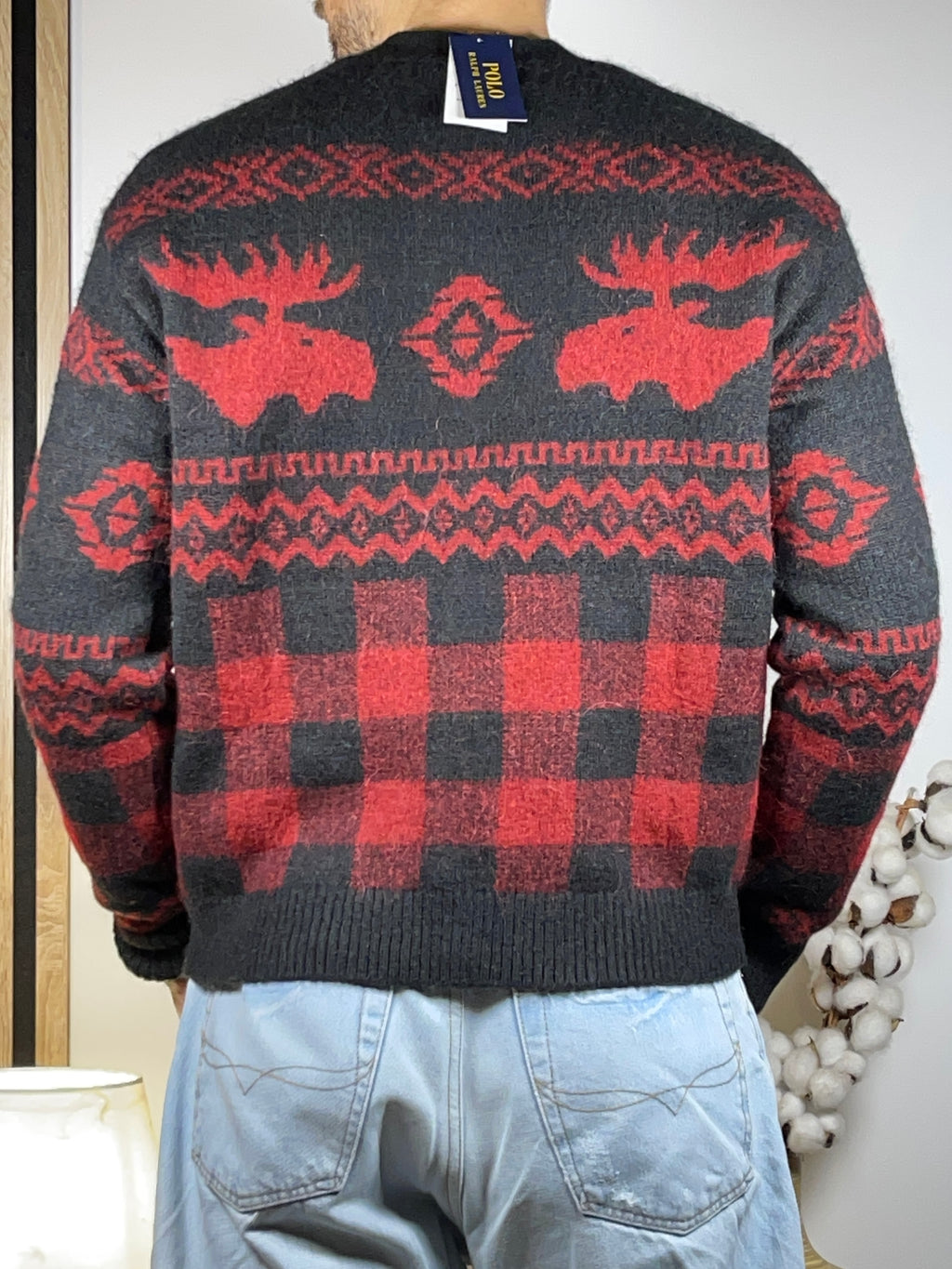 Polo Ralph Lauren Moose & Buffalo Plaid Alpaca Wool-Blend Cardigan S