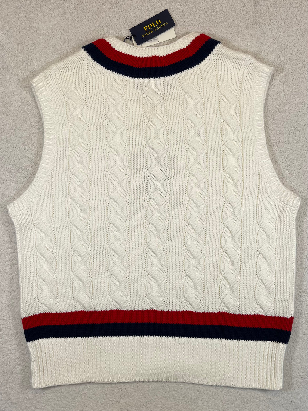 Polo Ralph Lauren R.L.F.C. Cable-Knit Cotton Cricket Sweater Vest XL