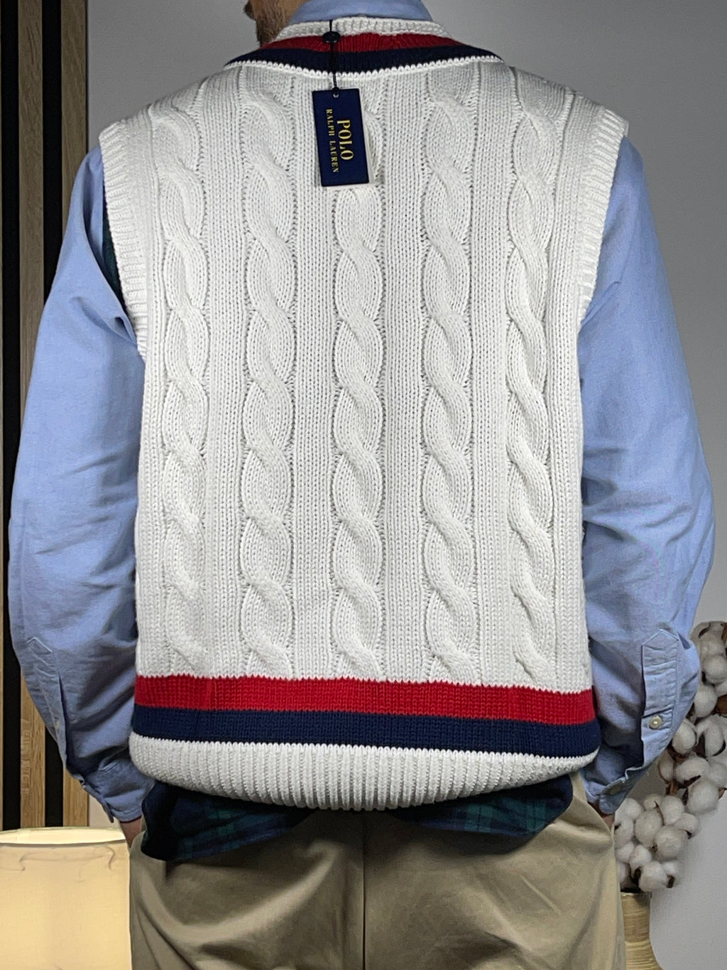 Polo Ralph Lauren R.L.F.C. Cable-Knit Cotton Cricket Sweater Vest XL