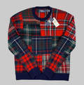 Pull patchwork en tartan, mélange de laine