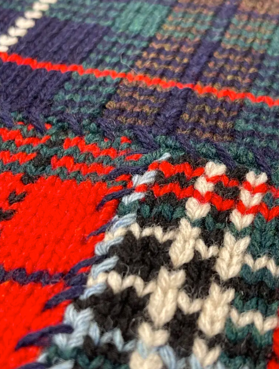 Pull patchwork en tartan, mélange de laine