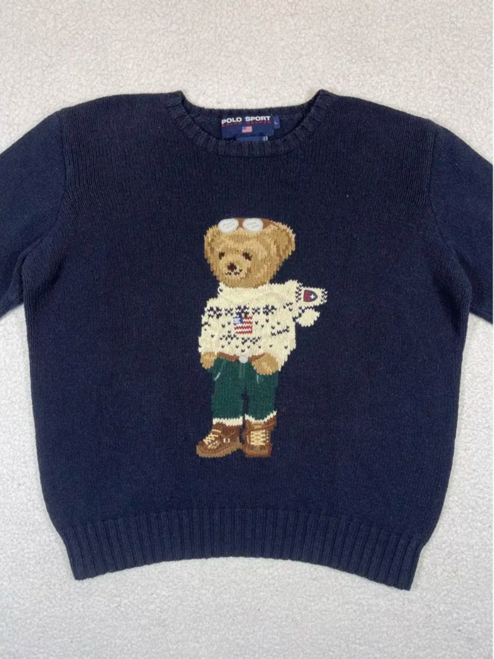 Vintage Ralph Lauren Polo Bear Sport Baumwollpullover