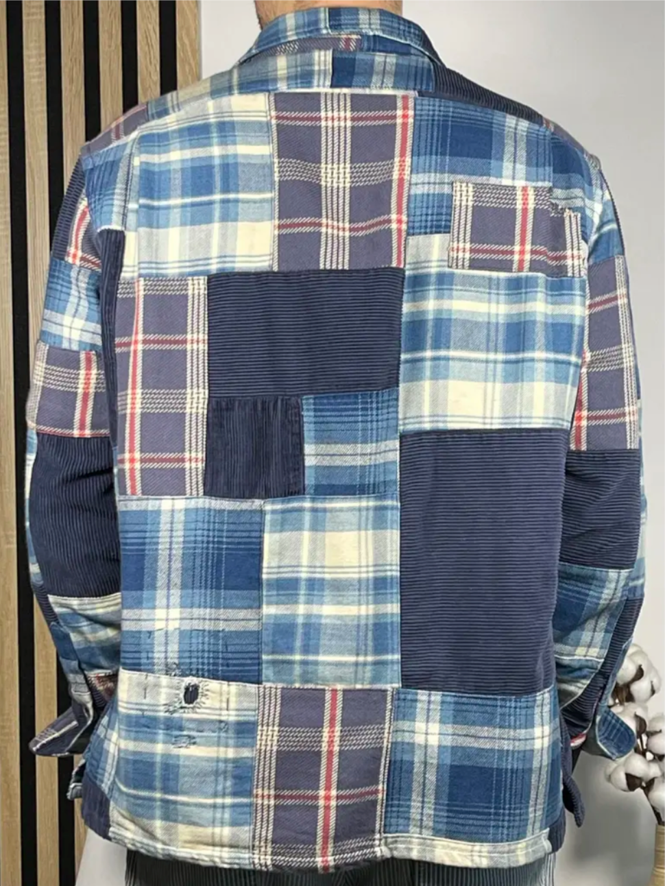 Surchemise de travail indigo en patchwork
