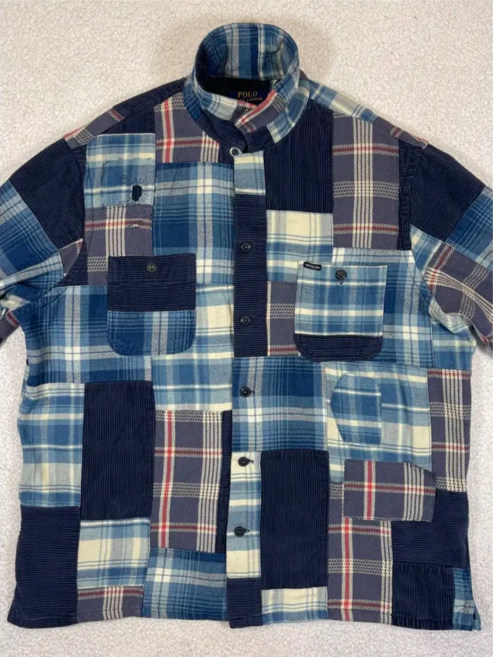 Surchemise de travail indigo en patchwork