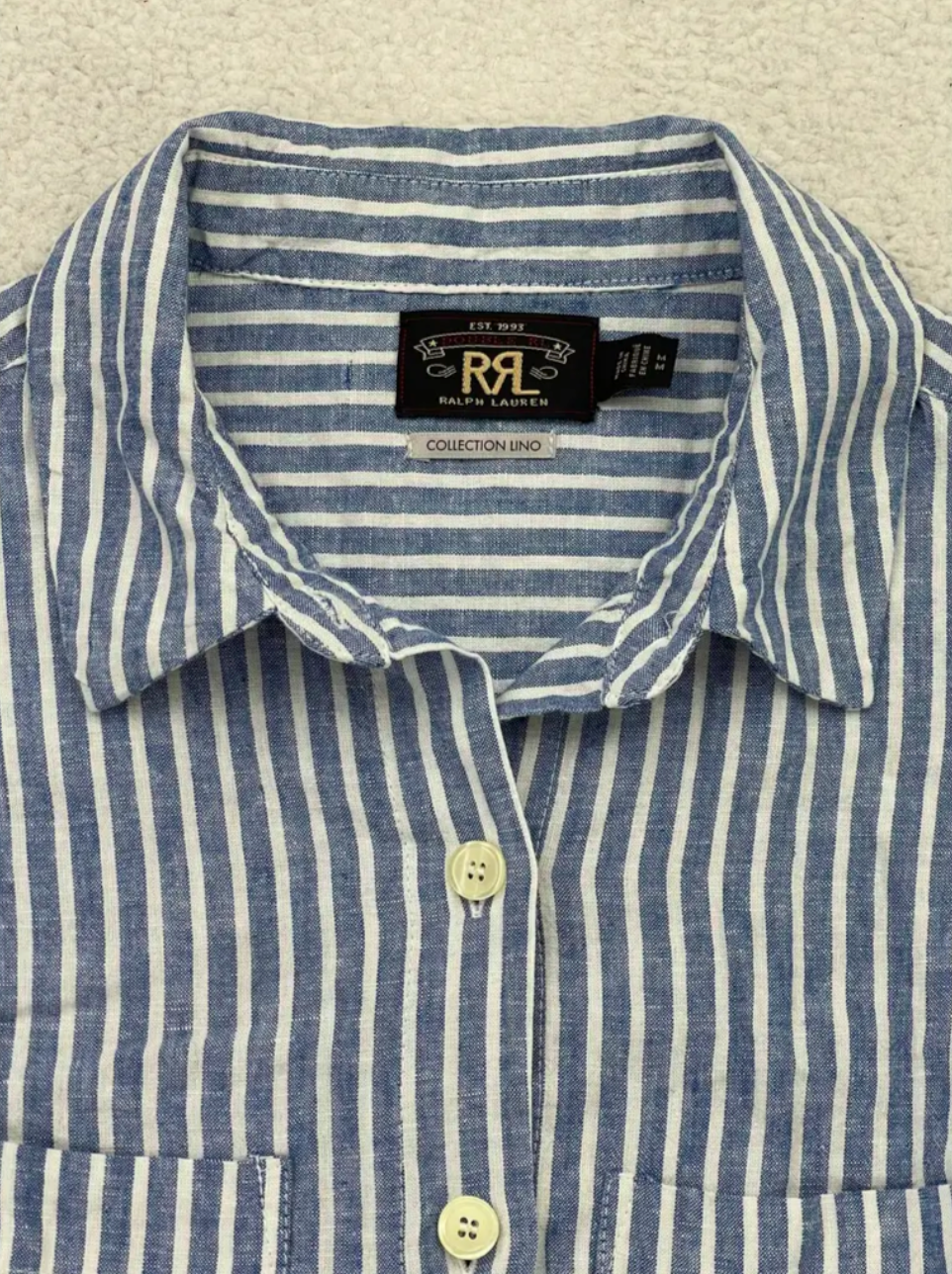 Double RL Ralph Lauren Striped Cotton & Linen Belted Shirt Dress