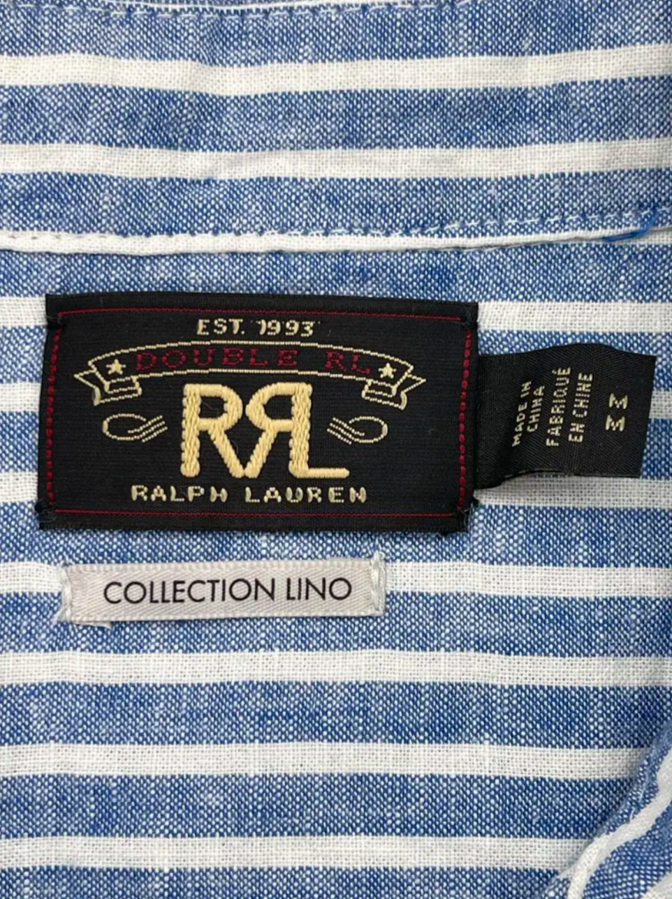 Double RL Ralph Lauren Striped Cotton & Linen Belted Shirt Dress