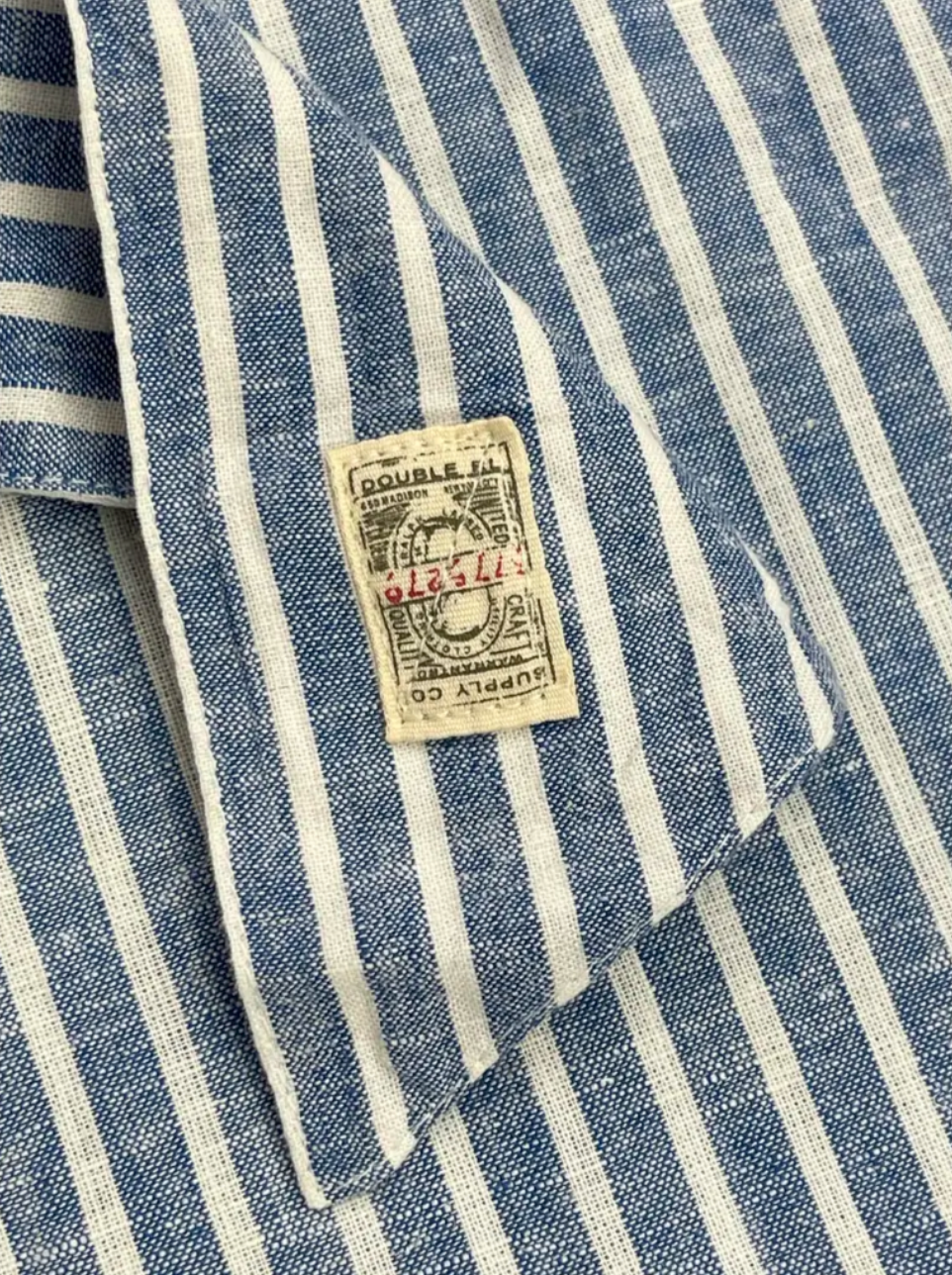 Double RL Ralph Lauren Striped Cotton & Linen Belted Shirt Dress