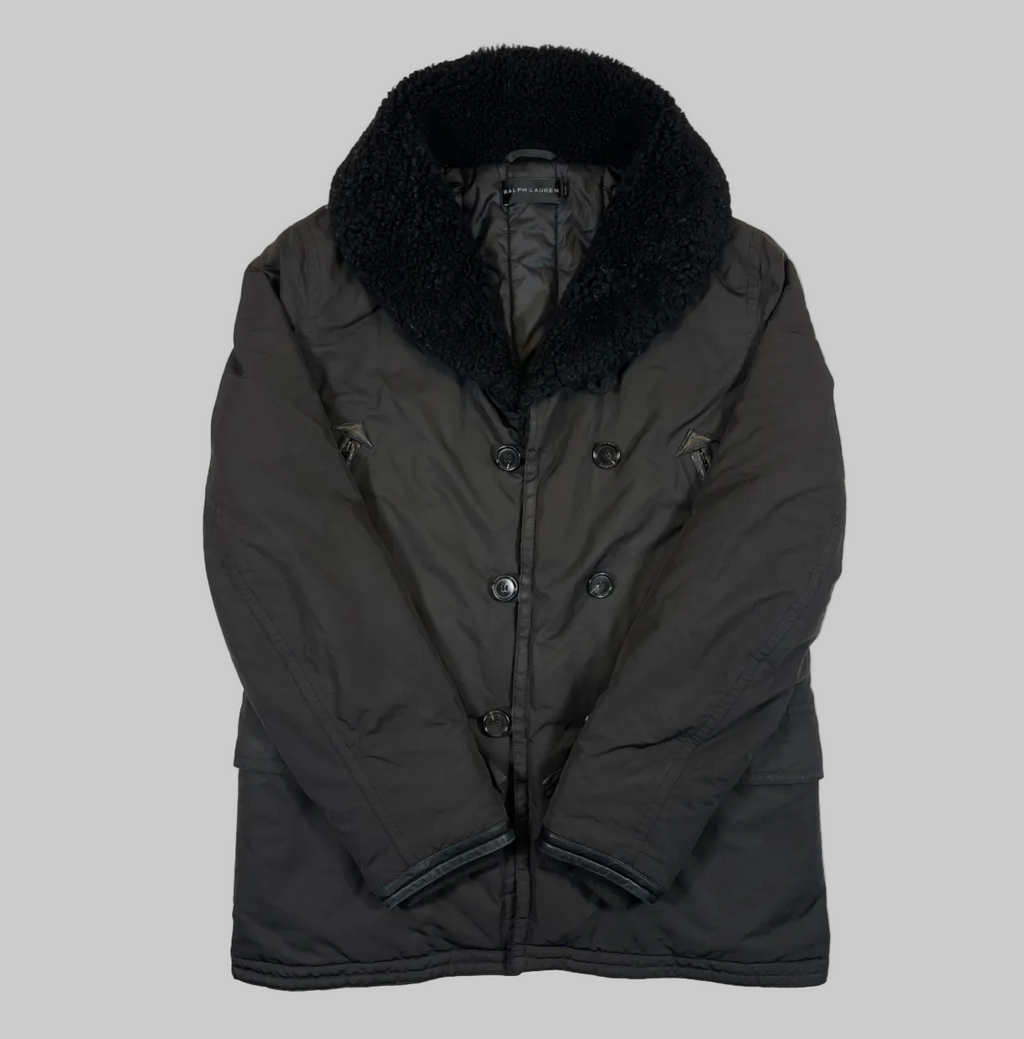 Ralph Lauren Black Label Shearling Collar Peacoat (Vintage)