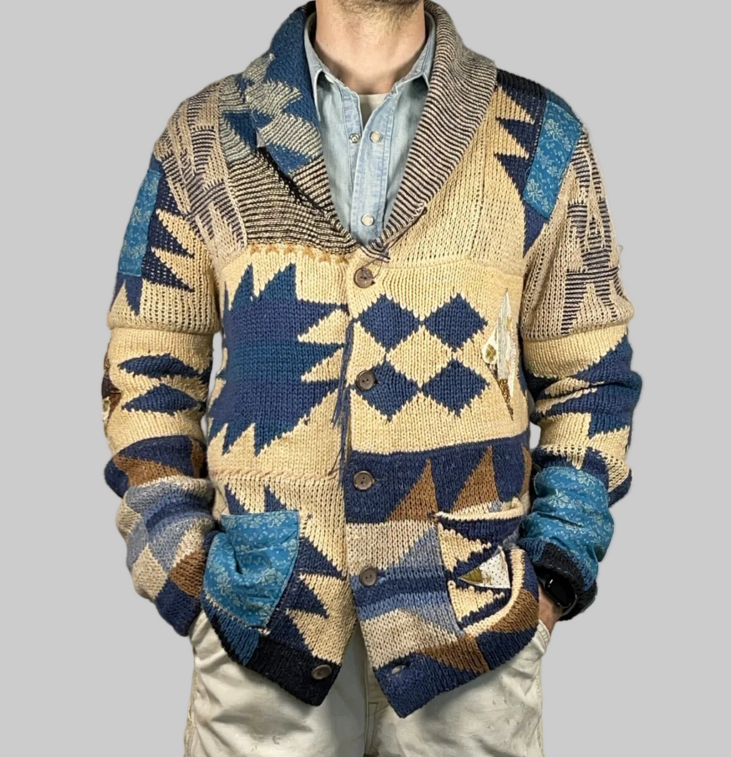Ralph Lauren Denim & Supply Patchwork Shawl Collar Cardigan (Vintage 2000s)