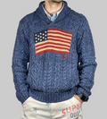 Denim & Supply Ralph Lauren Aran Knit Shawl Collar Flag Sweater (2021)