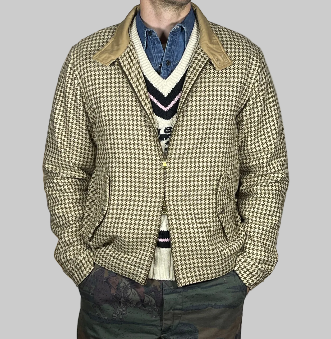 Polo Golf Ralph Lauren Houndstooth Linen Blend Jacket (Vintage)