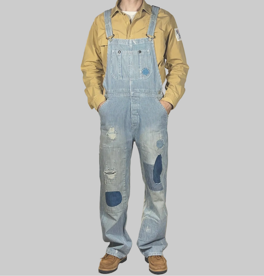 Ralph Lauren Denim & Supply Striped Aged Denim Overalls