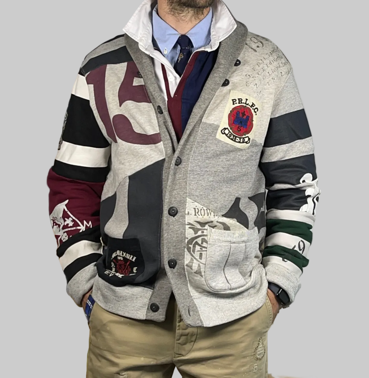 Polo Ralph Lauren P.R.L.F.C. Patchwork Fleece Cardigan