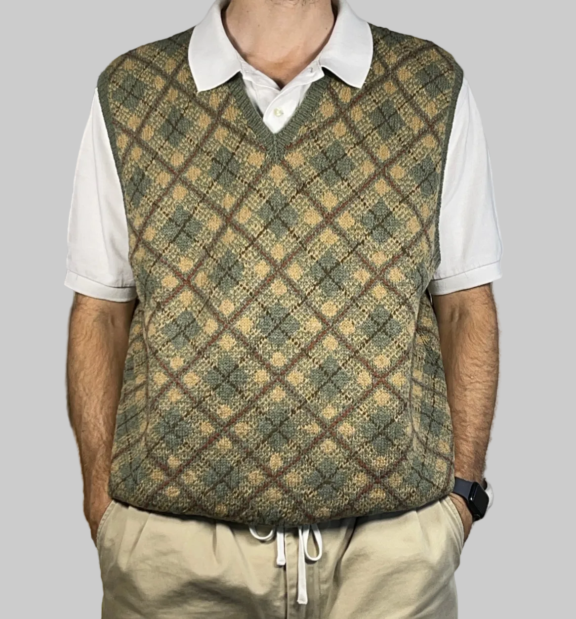 Polo by Ralph Lauren Vintage Hand-Knit Argyle Wool Sweater Vest