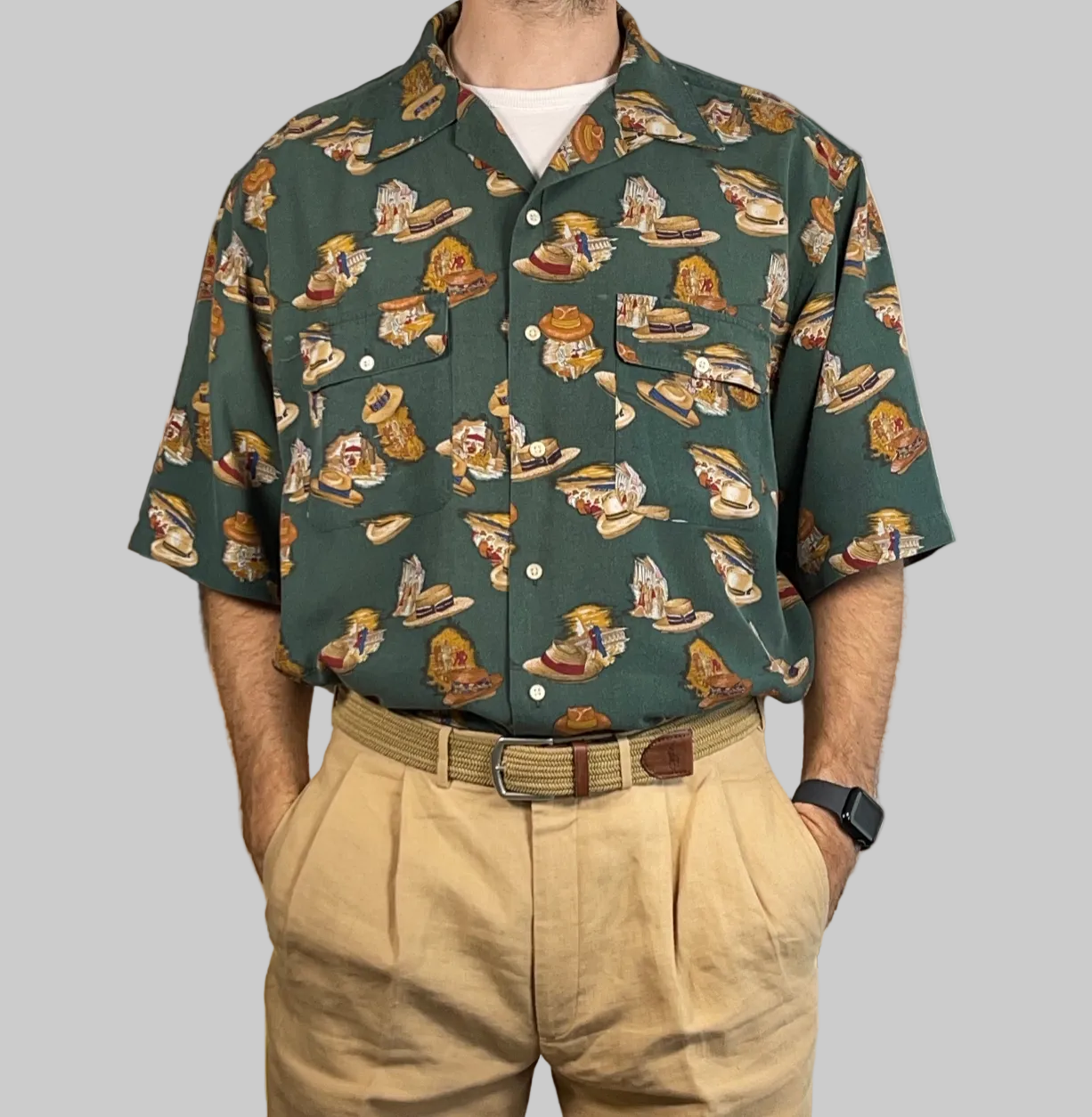Polo by Ralph Lauren 1990s Vintage Hat-Print Safari Shirt