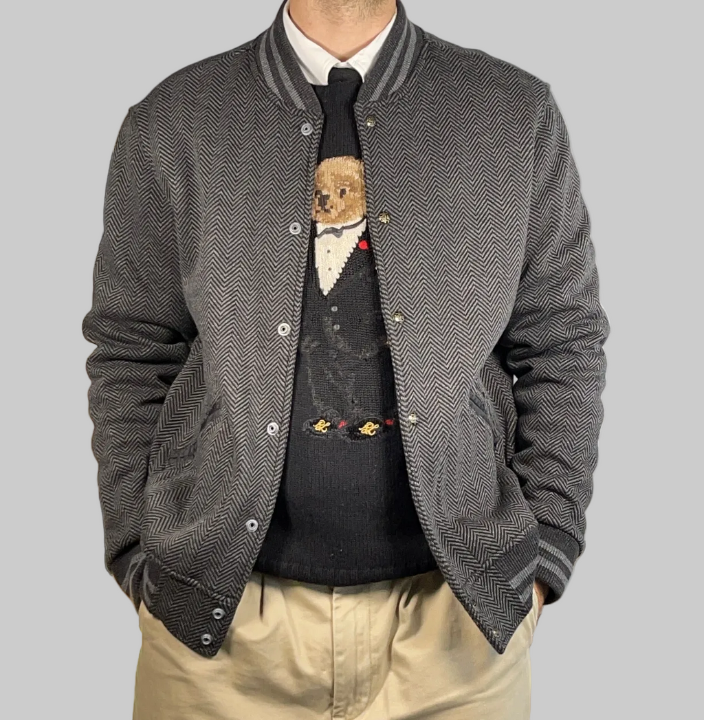 Polo Ralph Lauren Vintage Herringbone Wool-Blend Varsity Jacket