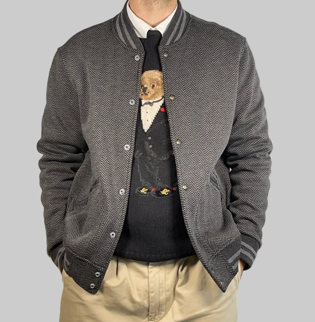 Polo Ralph Lauren Vintage Herringbone Wool-Blend Varsity Jacket
