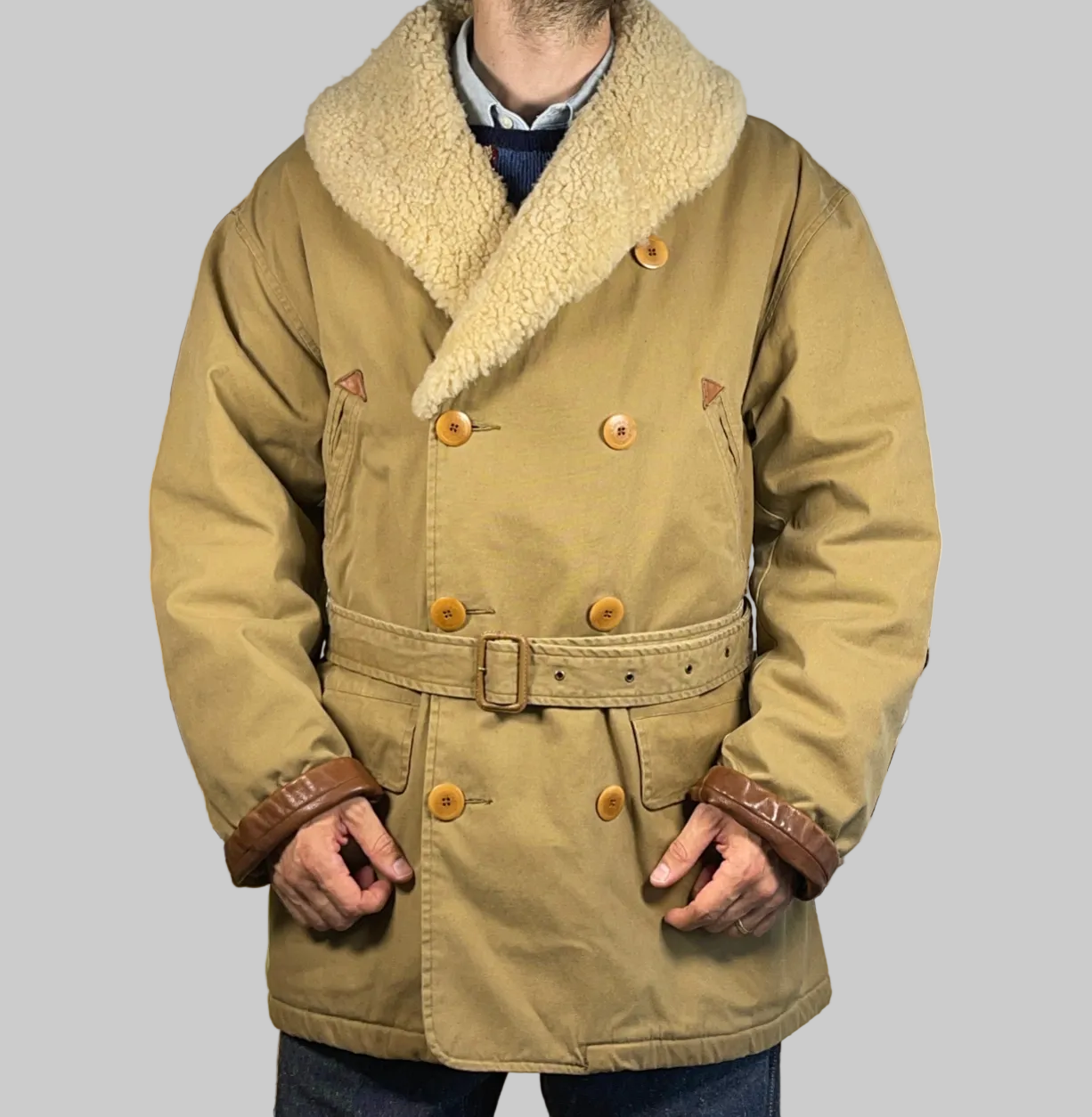 Polo by Ralph Lauren Vintage Shearling-Collar Canvas Ranch Coat