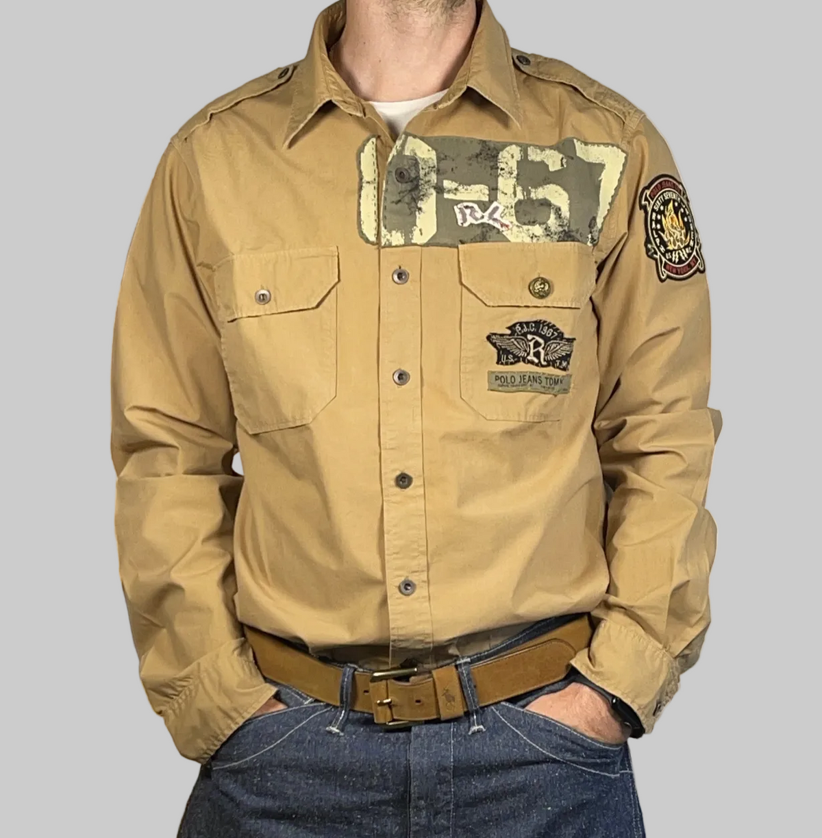 Ralph Lauren Polo Jeans Company Vintage Surplus Patch Cotton Twill Shirt