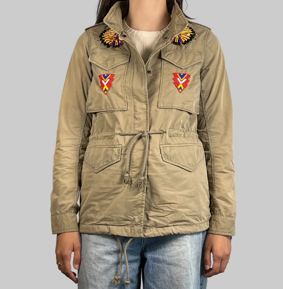Ralph Lauren Denim & Supply Vintage Beaded Military Cotton Twill Jacket