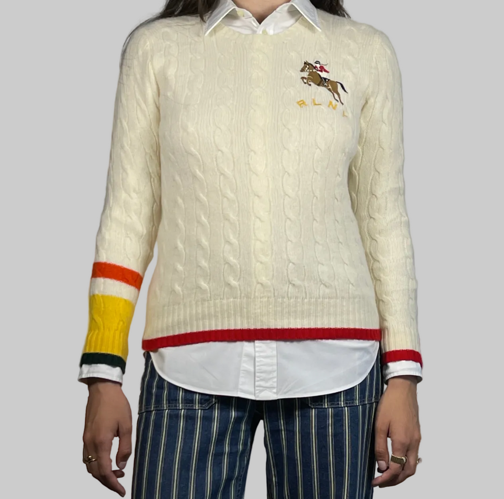 Polo Ralph Lauren RLNY Cable-Knit Wool & Cashmere Sweater M