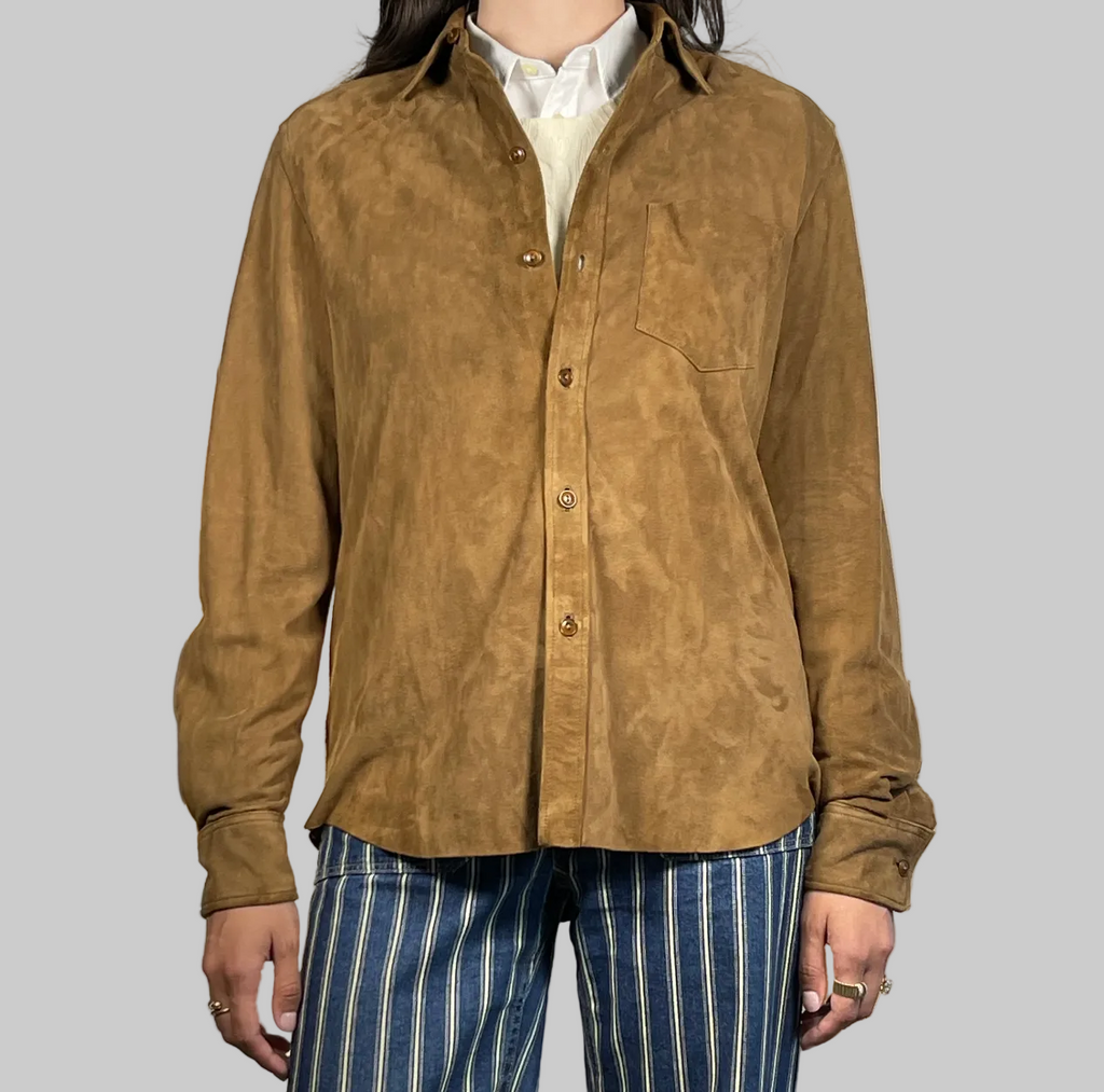 Ralph Lauren Polo Sport Vintage Polo Sportswoman Goat Suede Overshirt M