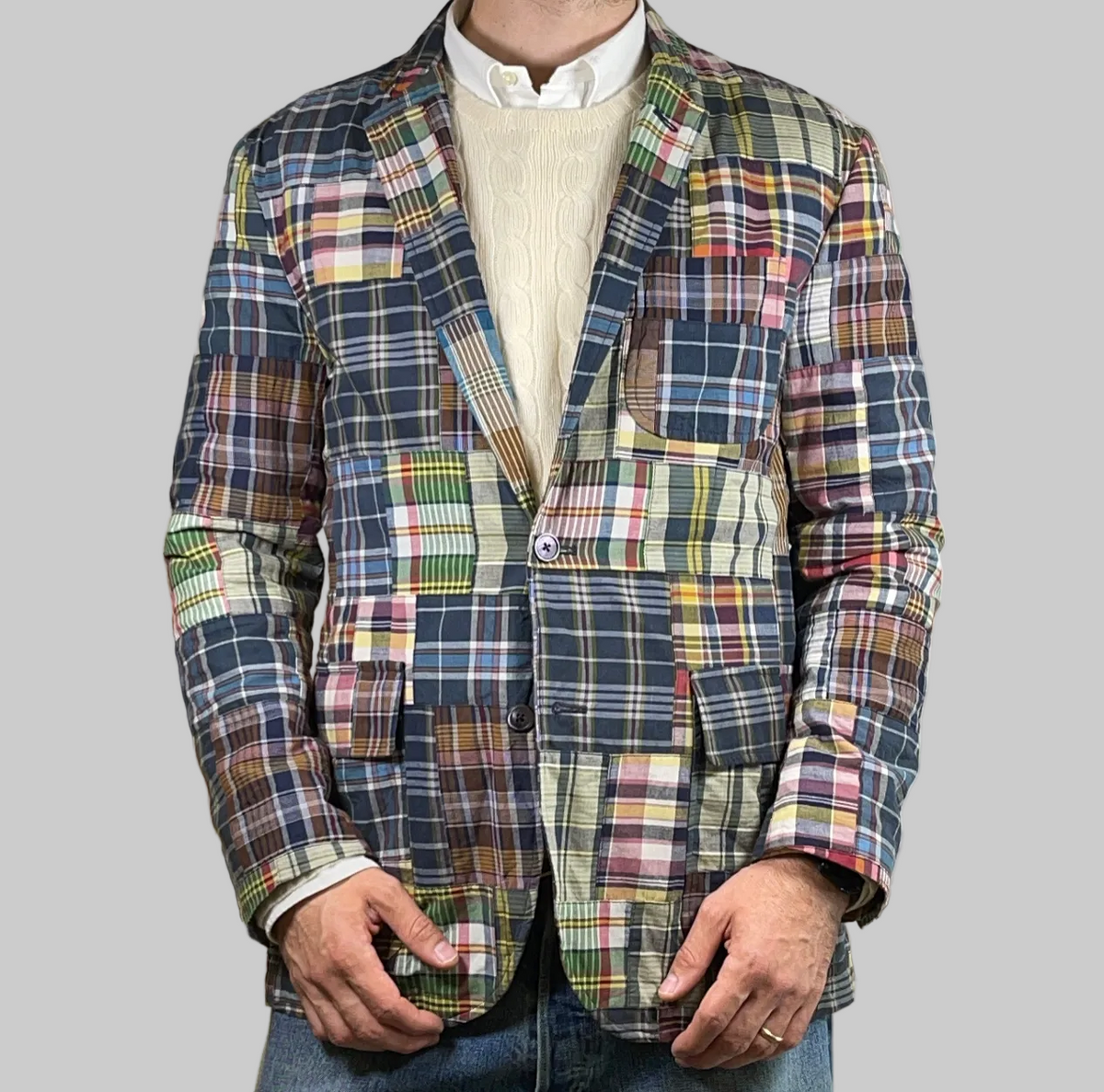 Polo by Ralph Lauren Polo Soft Patchwork Madras Cotton Blazer M