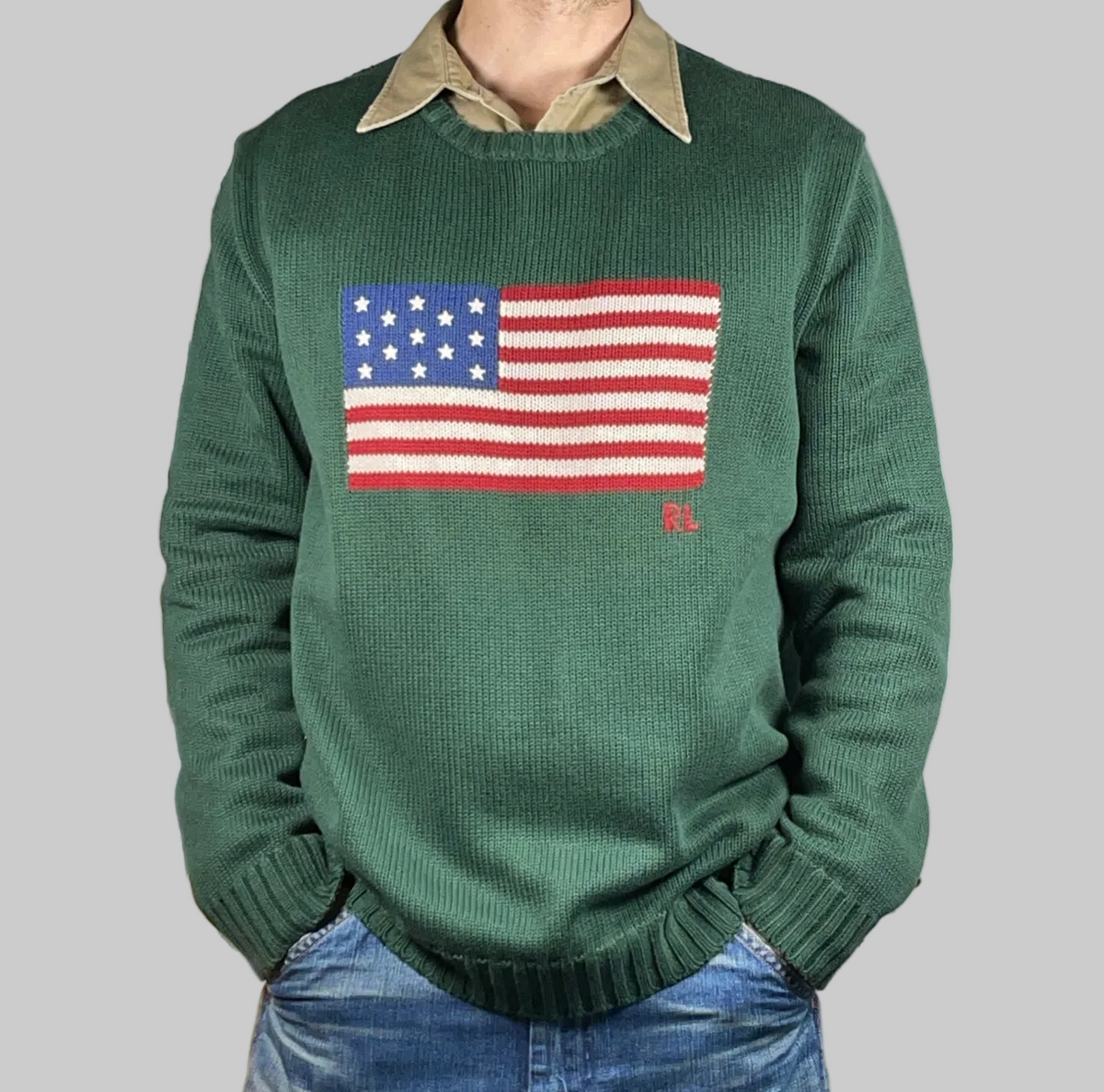 Polo Ralph Lauren Iconic Flag Cotton Sweater L